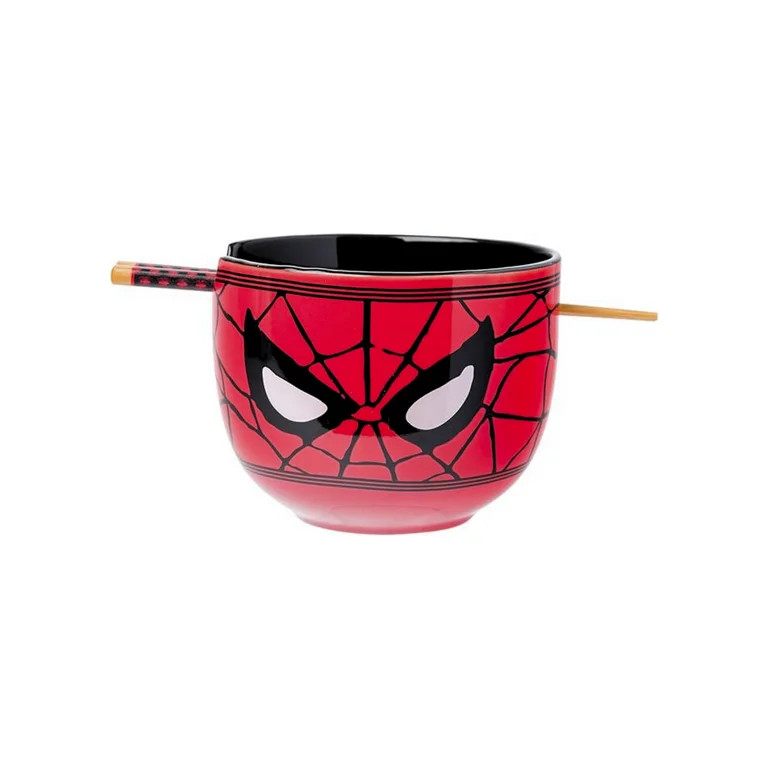 Silver Buffalo Marvel Spider-Man Ceramic Ramen Bowl with Chopsticks, 20oz | Walmart (US)