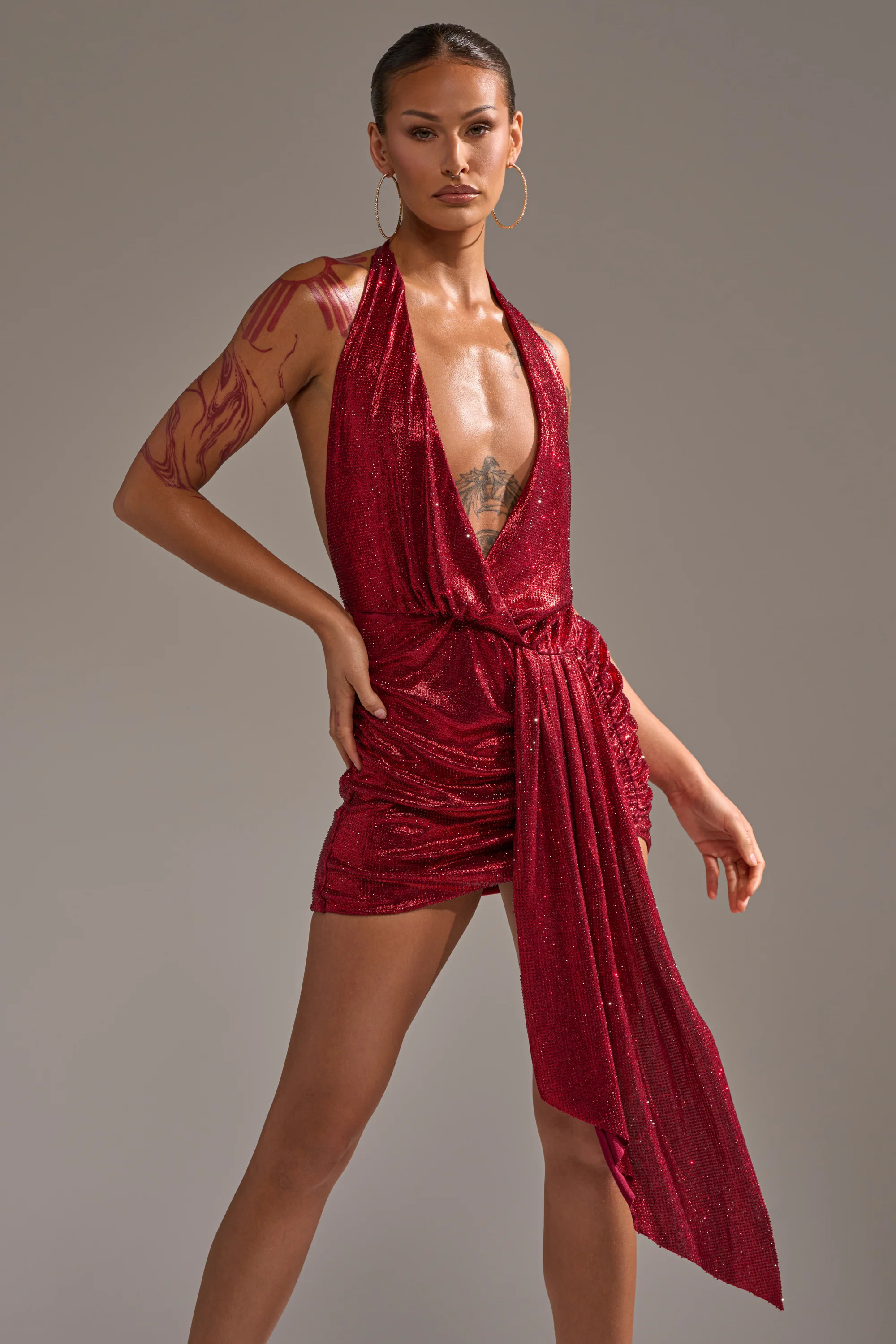 DREAM GIRL RHINESTONE DRESS IN RED | AKIRA