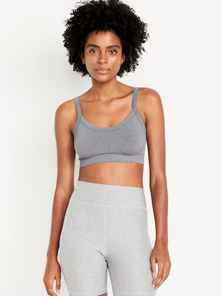 Light Support Fluid Seamless Ribbed Sports Bra | Old Navy (US)