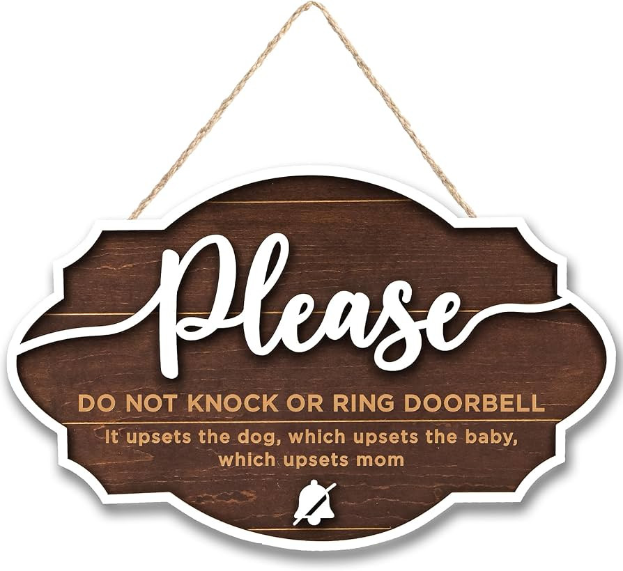 Do Not Ring Doorbell Sign Baby Sleeping - Please Do Not Knock or Ring Doorbell Sign, No Solicitin... | Amazon (US)