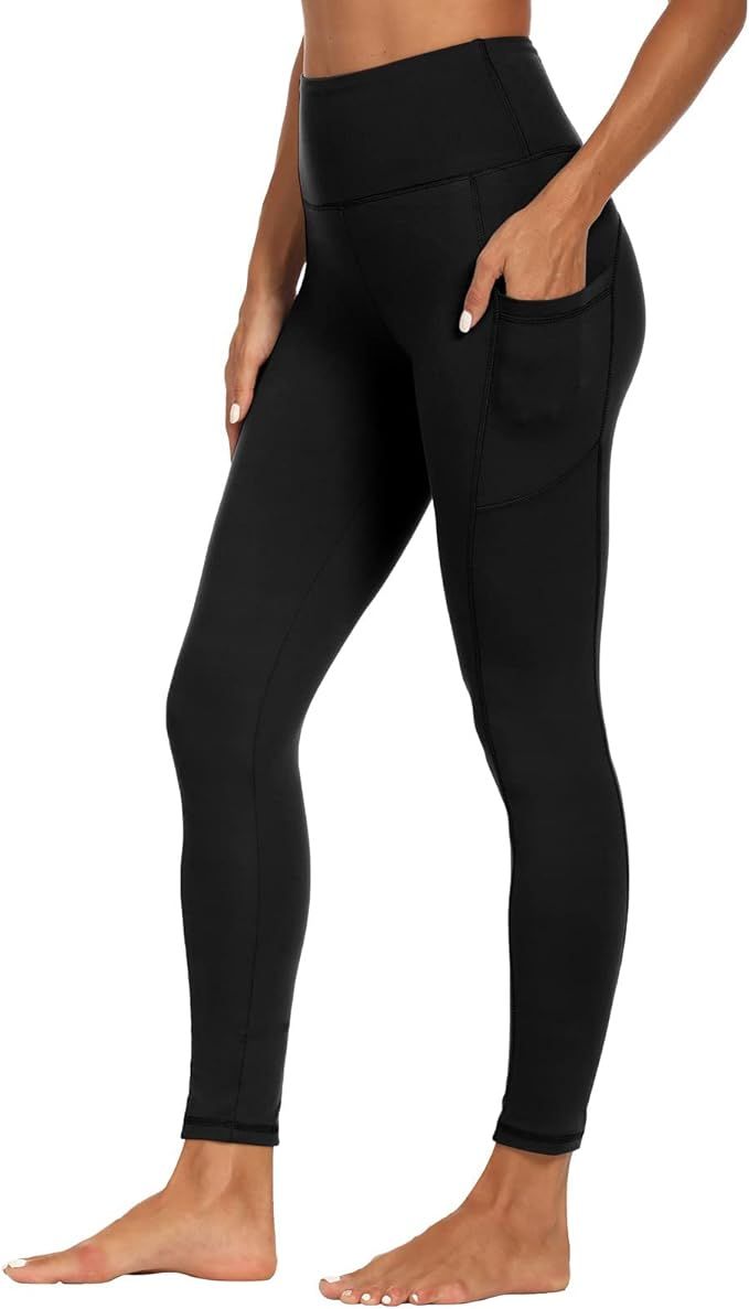 High Waist Yoga Pants with Pockets for Women - Tummy Control 4 Way Stretch Workout Running Yoga L... | Amazon (US)