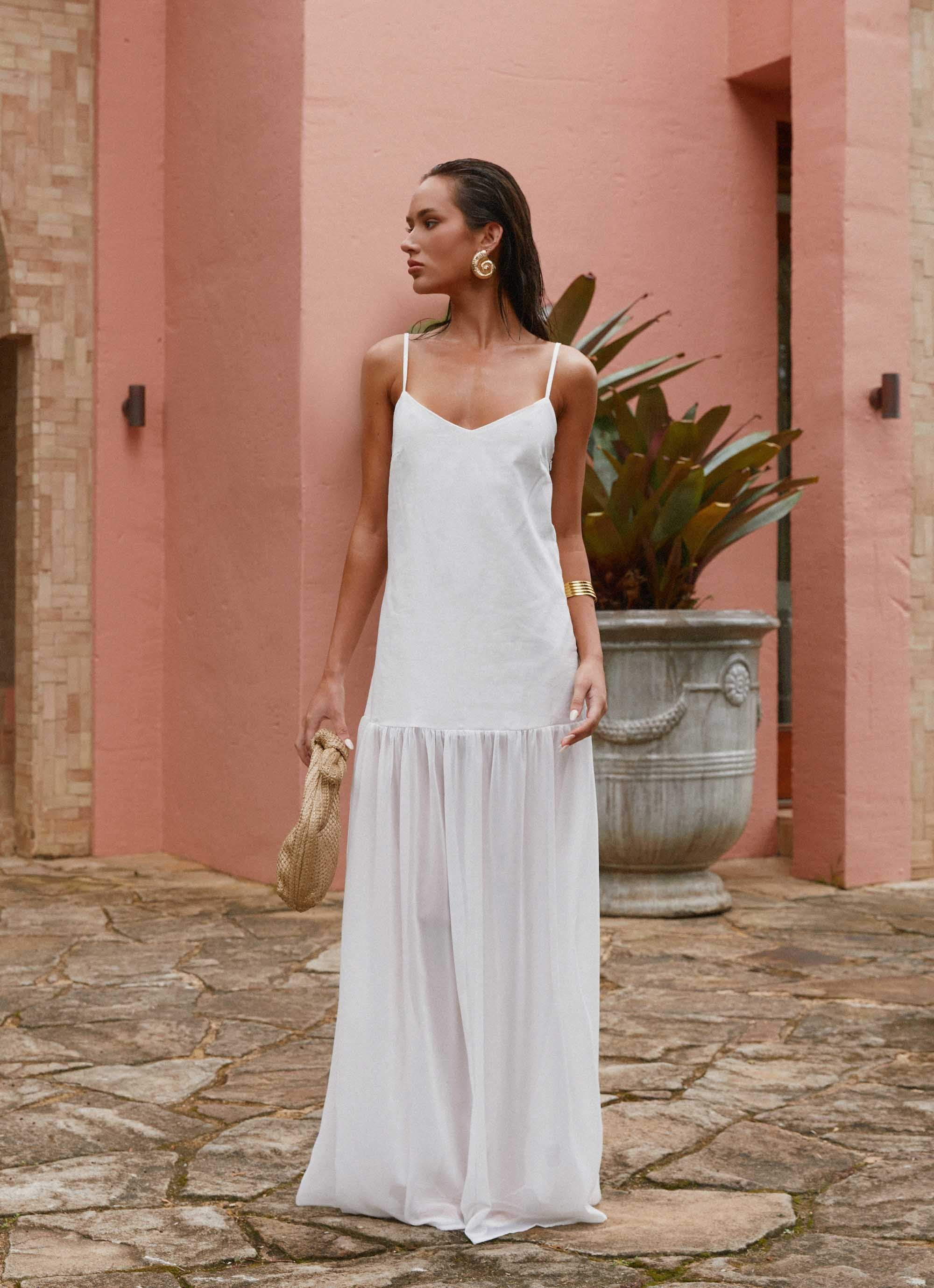 Heavenly Linen Maxi Dress - White | Peppermayo (Global)