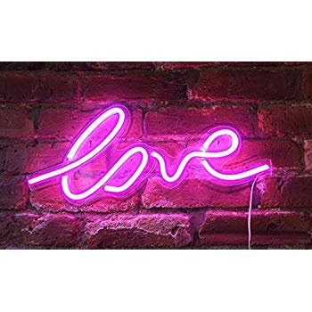 17.5' x 7' inch LED Neon Pink “Love” Wall Sign for Cool Light, Wall Art, Bedroom Decorations, Home A | Walmart (US)
