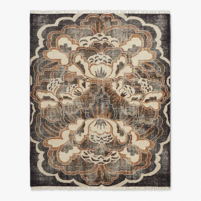 Allure Hand-Knotted Copper Floral Wool Area Rug 5'x8' | CB2