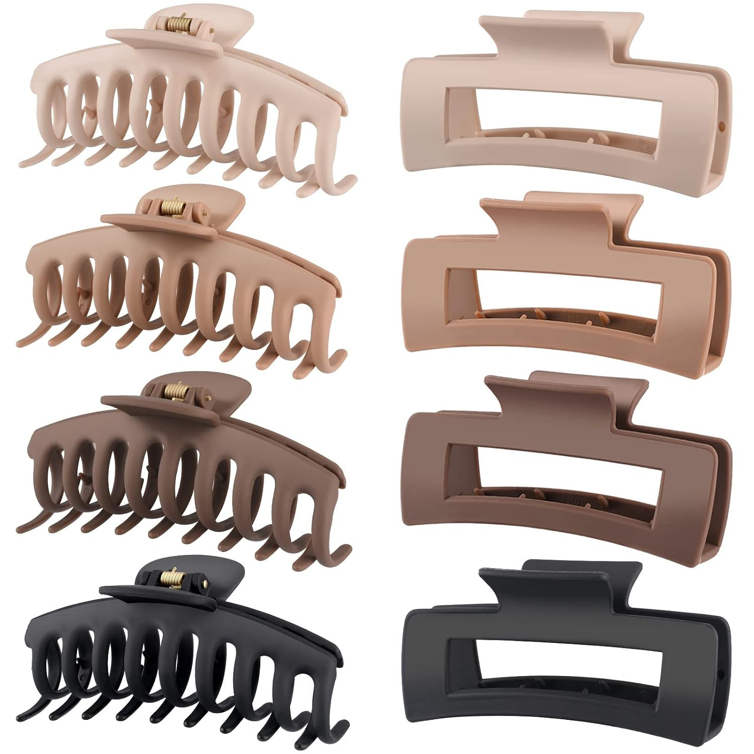 Hair Clips for Women 4.3 Inch Large Hair Claw Clips for Women Thin Thick Curly Hair, Big Matte Banana Clips,Strong Hold jaw clips,Neutral Colors | Amazon (US)