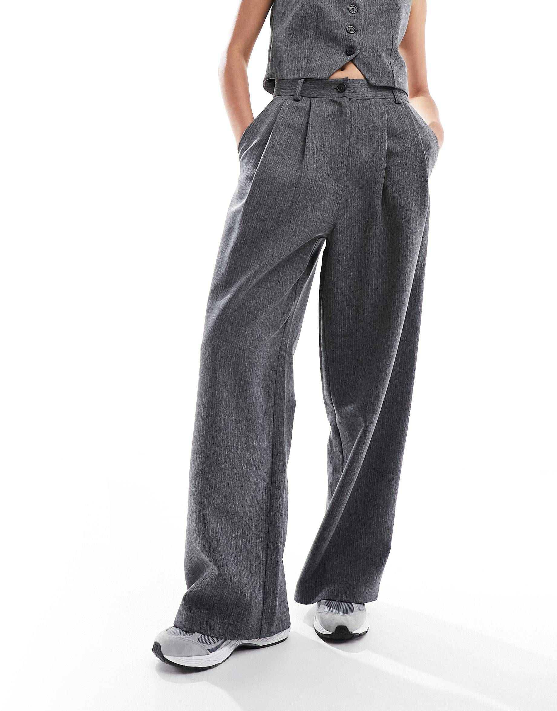 ASOS DESIGN herringbone tailored pants in gray | ASOS (Global)