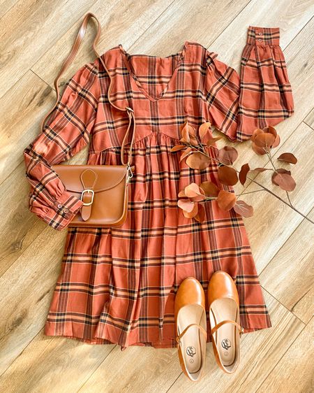 Plaid dress. Orange plaid dress. Target fashion. 

#LTKunder50 #LTKSeasonal #LTKsalealert