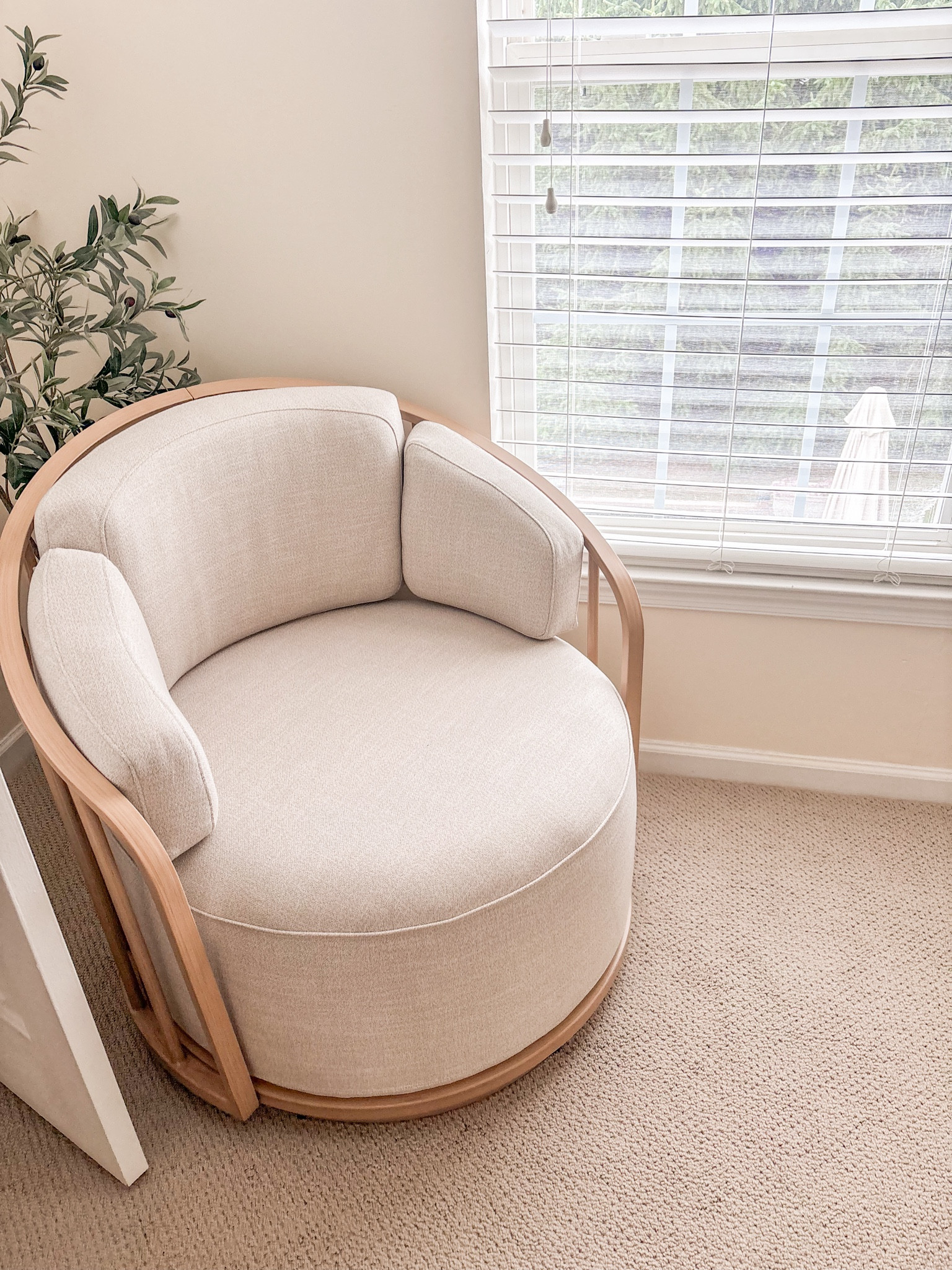 I bought this accent chair from walmart for our bed room in preparation for the new baby. In the past i've done the night feedings in bed and it was hard on my back! Since we don't have a nursery for this little one coming this was a great solution. so impressed by quality and comfort for the price !