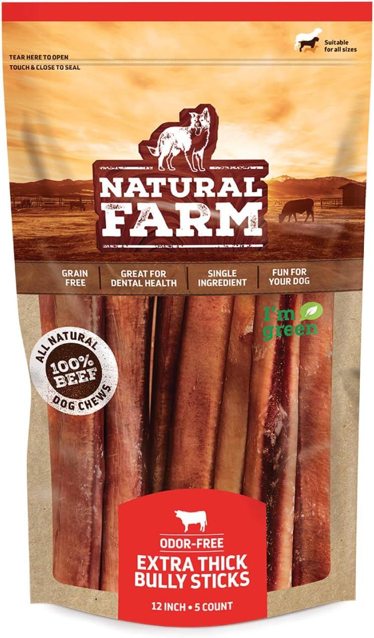 Natural Farm Odor Free Jumbo Bully Sticks, Extra Thick 100% Beef - Made & Packaged at Our Own Foo... | Amazon (US)