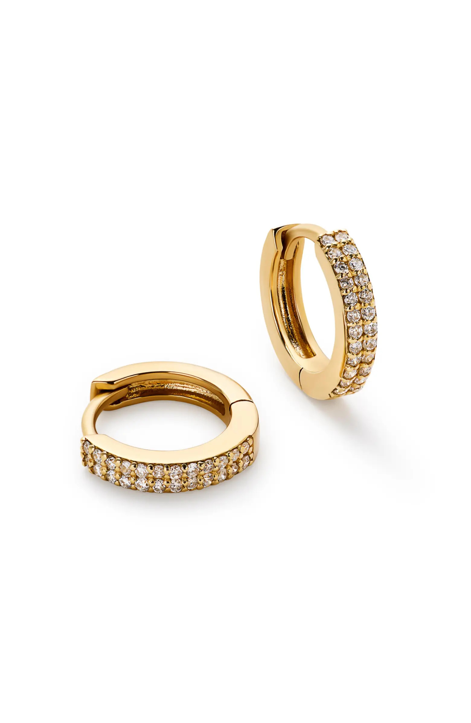 Diamond Hoop Earrings - Diamond Double Row Huggie Hoops | Nordstrom