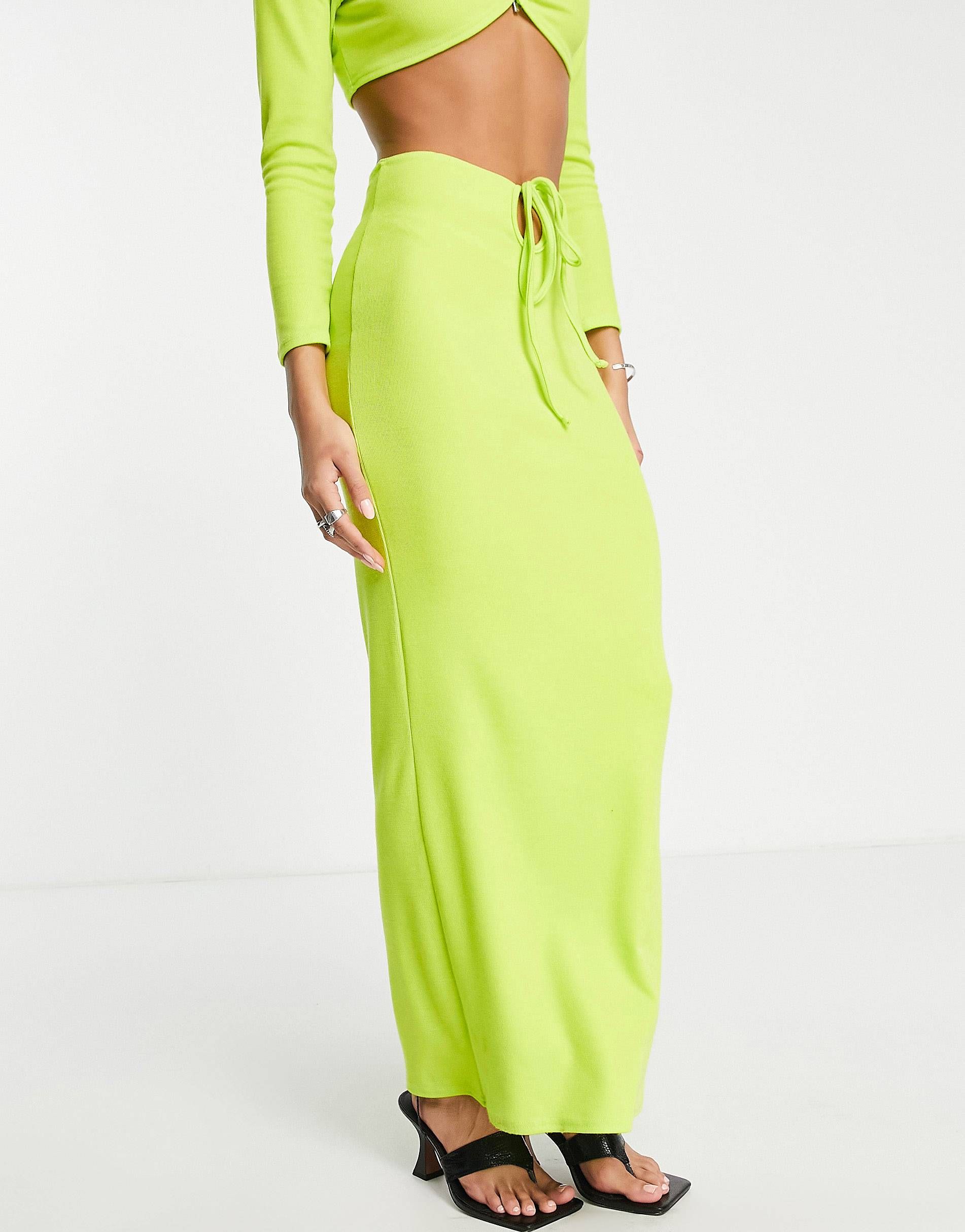 I Saw It First tie waist maxi skirt in lime | ASOS | ASOS (Global)