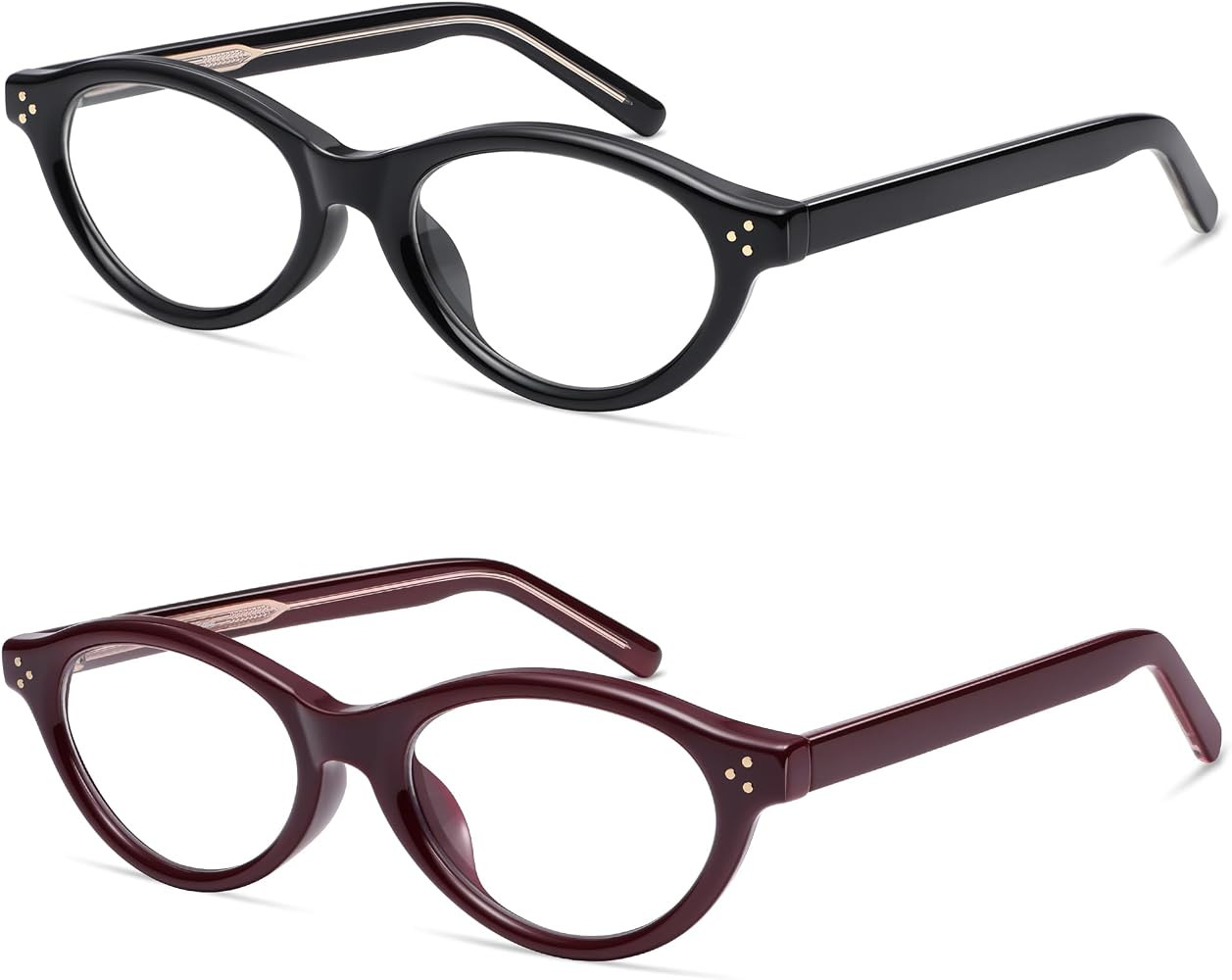 AMOMOMA Retro Oval Reading Glasses for Women Blue Light Blocking Cat Eye Stylish Readers Spring H... | Amazon (US)