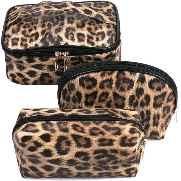 Makeup Bag Leopard Travel Large Toiletry Bag 3 Pack Portable Cheetah Cosmetic Organizer Pouch wit... | Walmart (US)