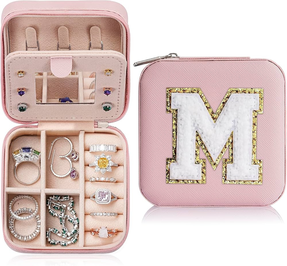 Parima Christmas Gifts 2023 - Trendy Personalized Jewelry Case for Travel - Pink Jewelry Box | Bi... | Amazon (US)