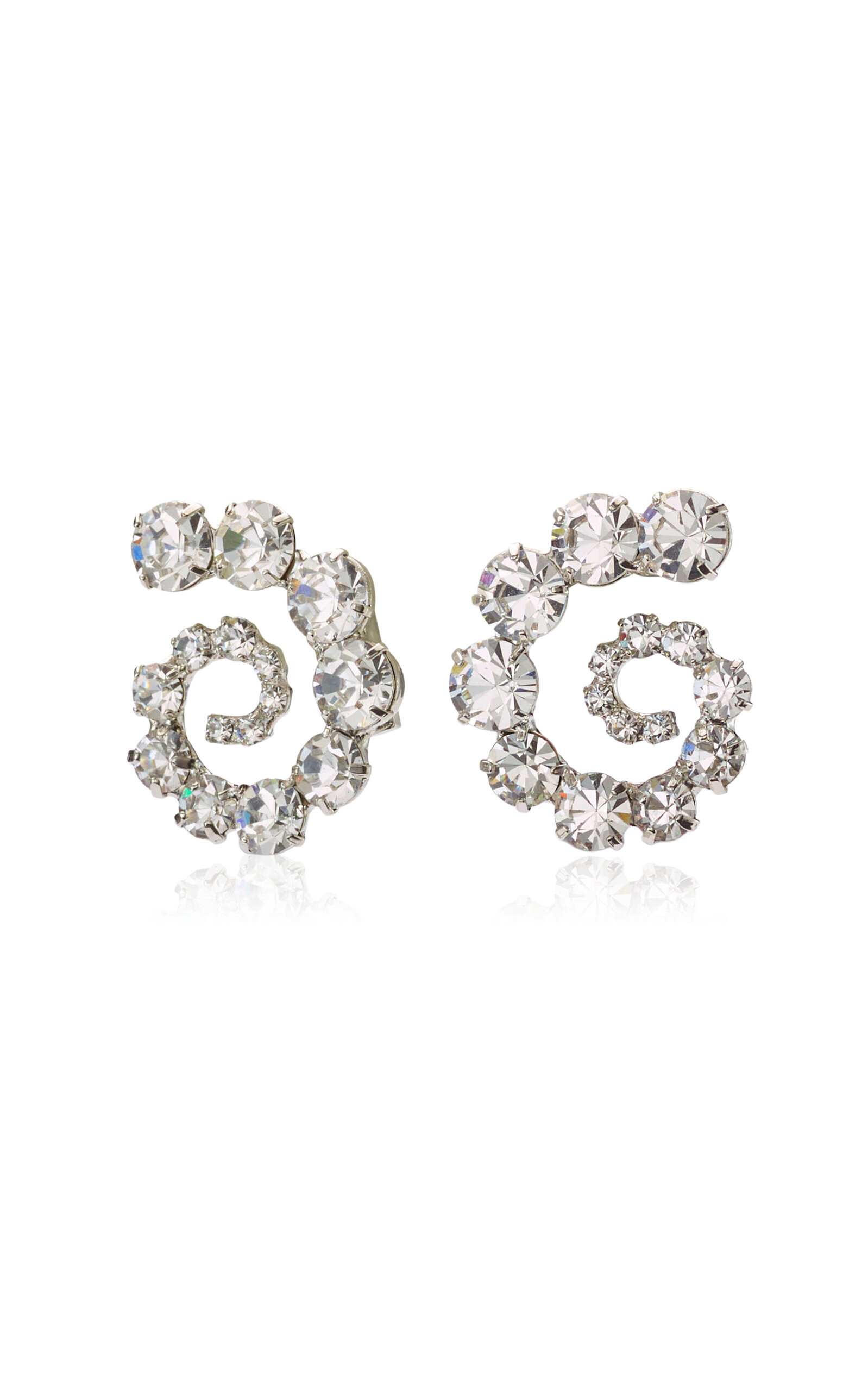 Leia Swirl Crystal Rhodium-Plated Earrings | Moda Operandi (Global)