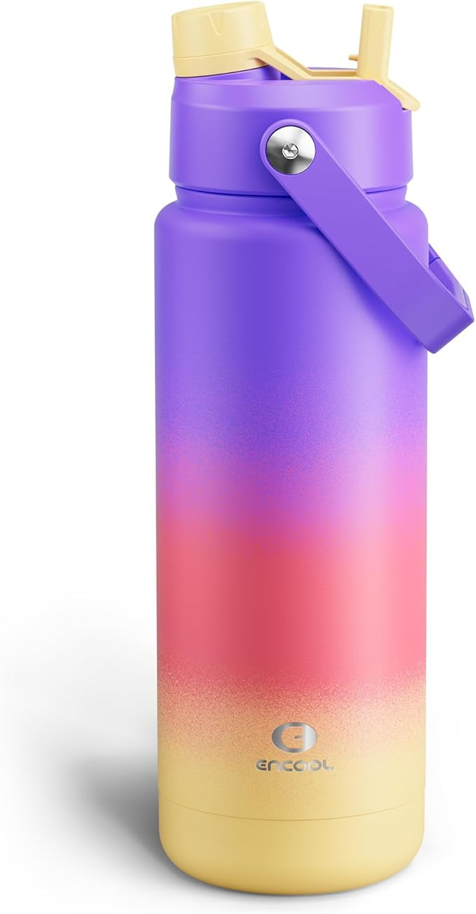 ENCOOL Insulated Water Bottle with Straw Stainless Steel Water Bottle, Leak-Proof, BPA-Free, Doub... | Amazon (US)