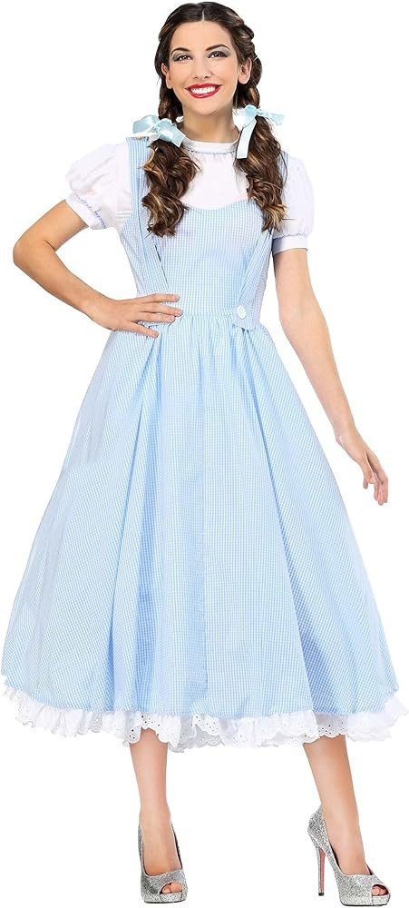 Adult Deluxe Kansas Girl Costume Women's Blue Gingham Dress | Amazon (US)
