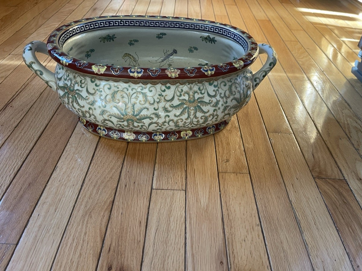Vintage Chinese Green, Blue & White Chinese Foot Bath Planter Fish Crab Basin  | eBay | eBay US