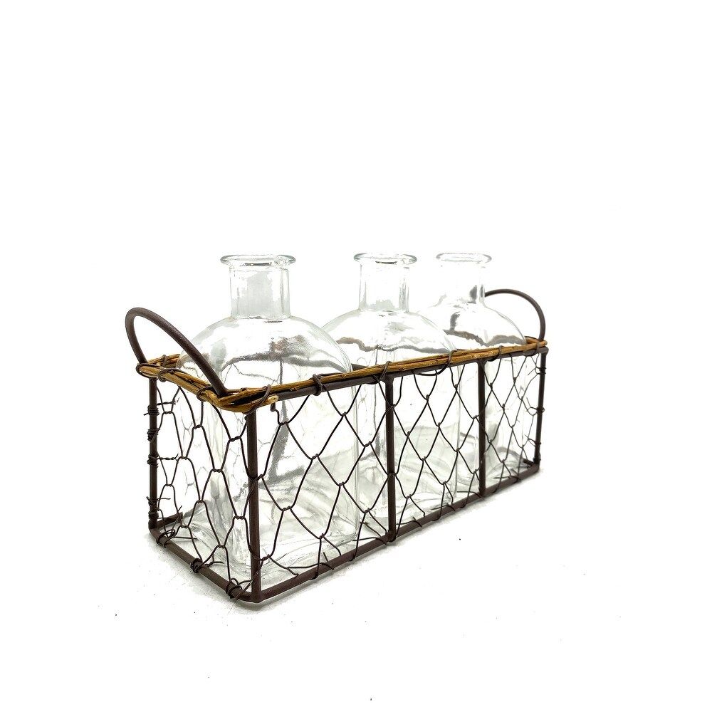Handcrafted 4 Home 5.11 in. H 3-Piece Decorative Glass Vase Bottles (Clear) | Bed Bath & Beyond