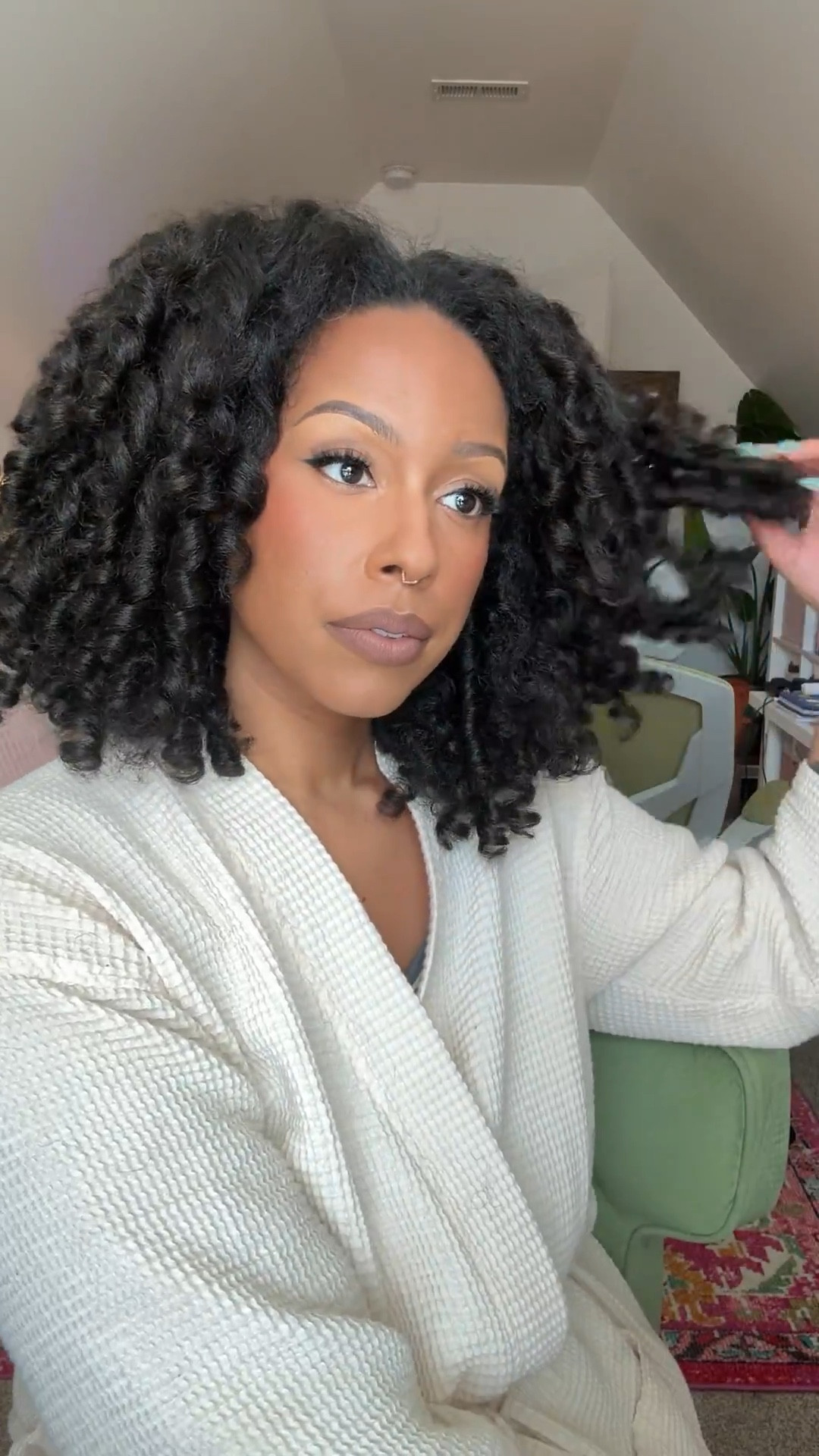 One of my favorite synthetic wigs, Sensationnel Money Maker. This is the lace version but I also have the half wig version. The texture is perfect for us type 4 girlies. 