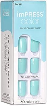 KISS imPRESS Color Press-On Manicure, Gel Nail Kit, PureFit Technology, Short Length, “Mint To Be”,  | Amazon (US)