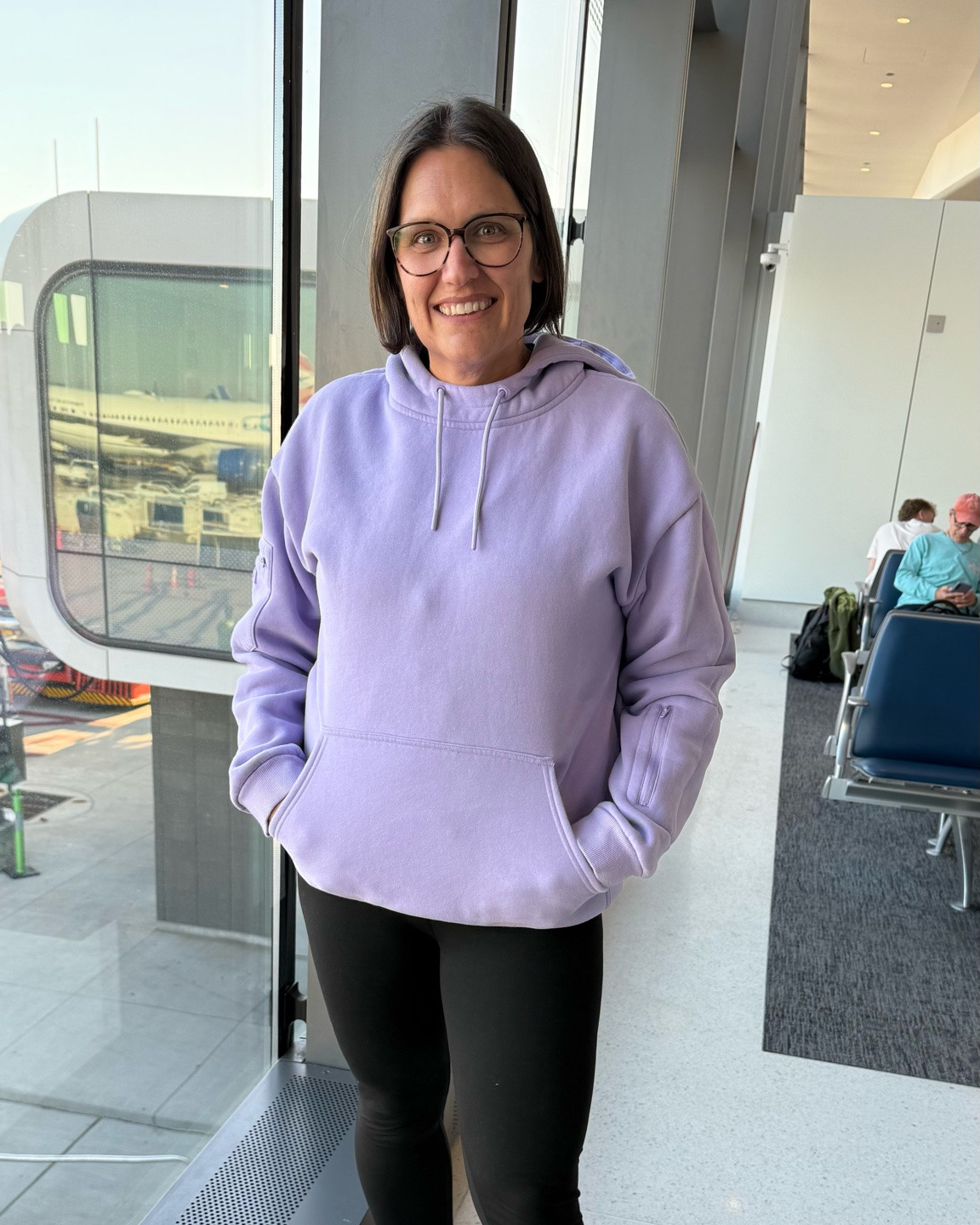 My Comfrt Airplane Mode Hoodie in action! I did eventually get cool enough on the flight that I put the hoodie all the way on. But when it was still warm on the plane I just wore the hood and bunched the rest of it up behind me as a pillow. Sleep is never restful in economy class, but at least I was able to block out light (lady in front of me opened the window a ton) and the hood helped to keep my ear pods from coming out.

Wearing a medium.

#LTKTravel #LTKootd #LTKSaleAlert