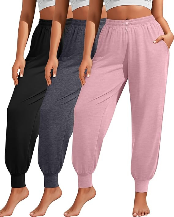 3 Pack Women Plus Size Yoga Joggers Lounge Sweatpants Lightweight Casual Jogger Running Workout P... | Amazon (US)