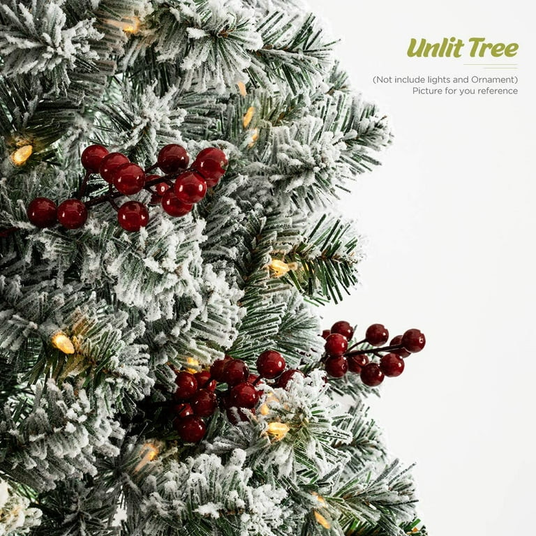 OasisCraft 7.5Ft Snow Flocked Artificial Pencil Christmas Tree, Hinged Snowy Slim Xmas Tree Outdo... | Walmart (US)