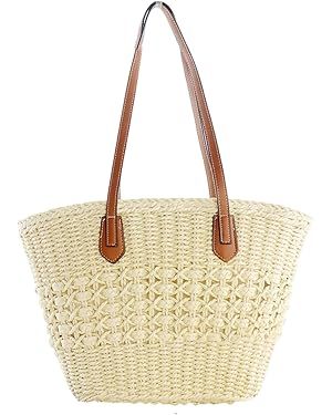 Women's Straw Hobo Bag Woven Shoulder Bag Large Totes Summer Travel Beach Handbag Handmade Purse | Amazon (US)