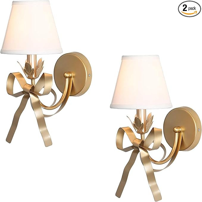 Bedside Wall Mount Light, Modern Wall Sconce Lights Fabric Shade Creative Bow Wall Lamps Perfect ... | Amazon (US)