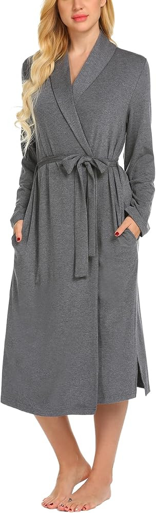 Ekouaer Robes for Women Long Sleeve Knit Kimono Bathrobe Soft Lightweight Loungewear Ladies Cotto... | Amazon (US)