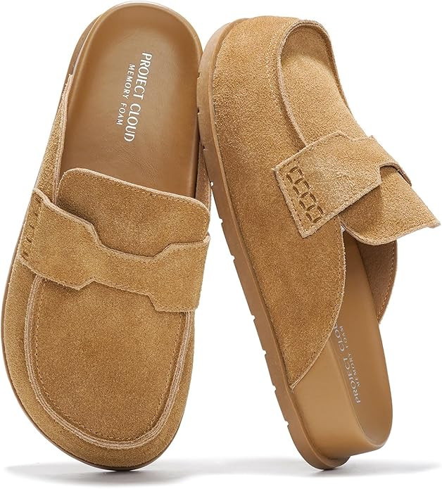 Project Cloud 100% Genuine Leather Womens Clog - Memory Foam Arch Support Non-Slip Sole Mules & C... | Amazon (US)