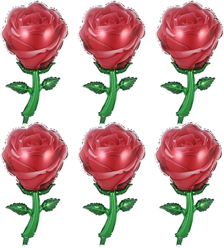 6Pcs Rose Flower Foil Balloons Rose Balloons for Wedding Valentine's Day Mother's Day Graduation ... | Amazon (US)