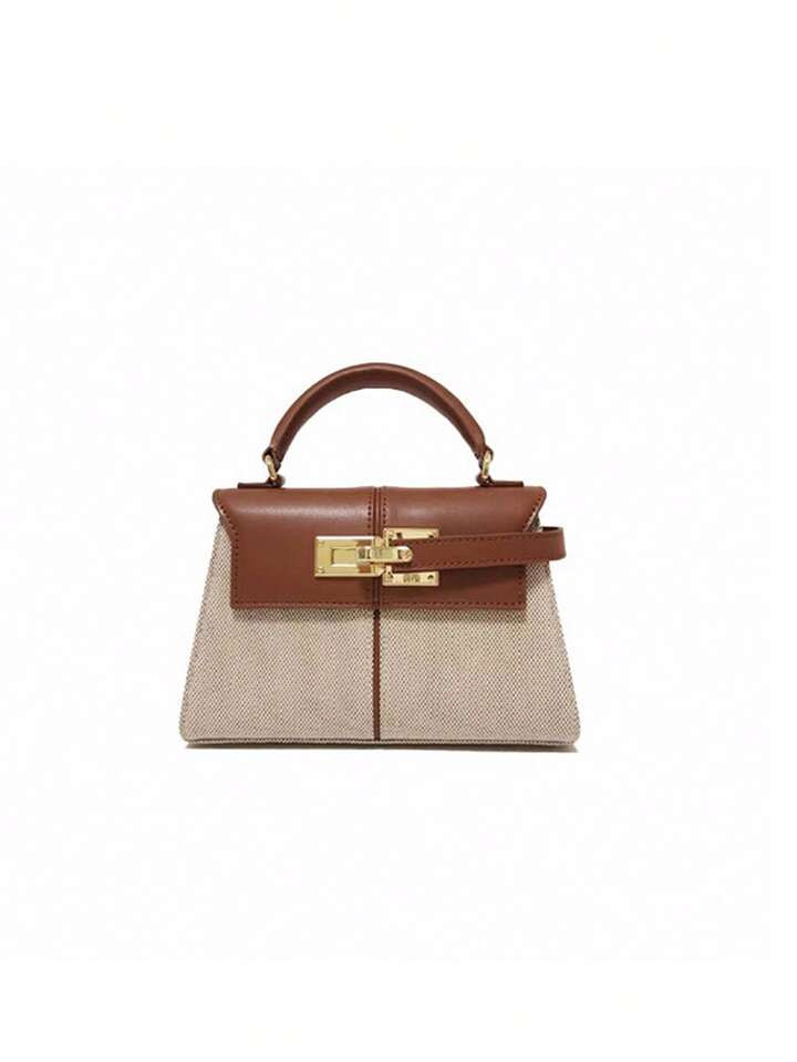 Fashion Classicsolid Color Pu Waterproof Fabric, Diamond Lattice Splicing Design Chain Square Bag, Twist Lock Opening And Closing Design,Bag Is Suitable For Traveling And Shopping,And Attending Parties. | SHEIN