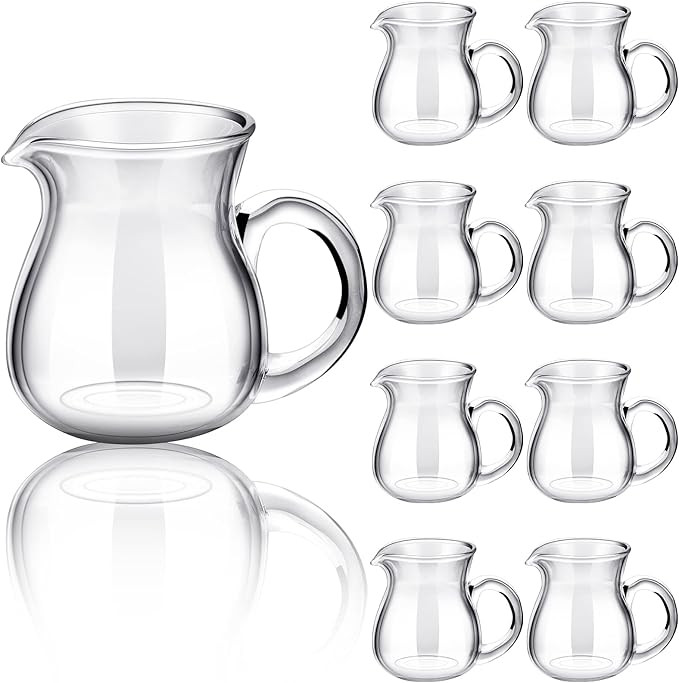 Suclain 8 Pcs 4 oz Glass Creamer Pitcher Transparent Milk Pourer Mini Milk Pitcher Small Glass Pi... | Amazon (US)
