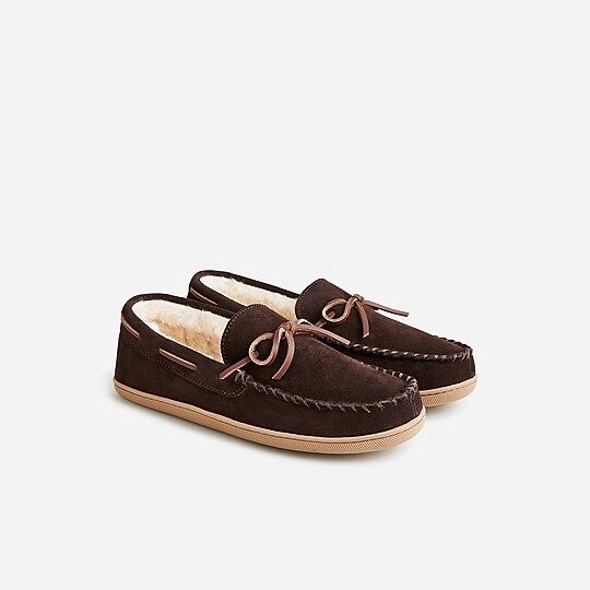 Sherpa-lined suede slippers | J.Crew US