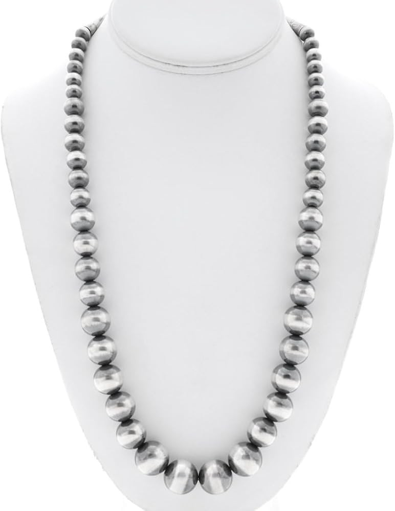 Alltribes Navajo Sterling Desert Pearl Graduated Bead Necklace Unisex Antiqued Pawn Finish 20" Si... | Amazon (US)