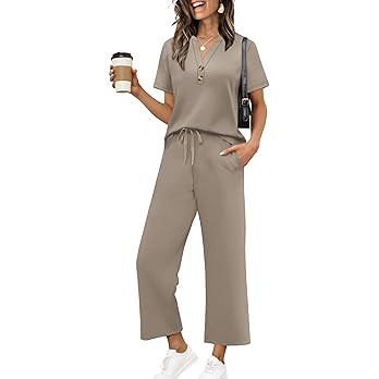 OFEEFAN 2 Piece Sets for Women Spring Fashion Beach Vacation Cruise Outfit Dressy Casual Wide Leg... | Amazon (US)