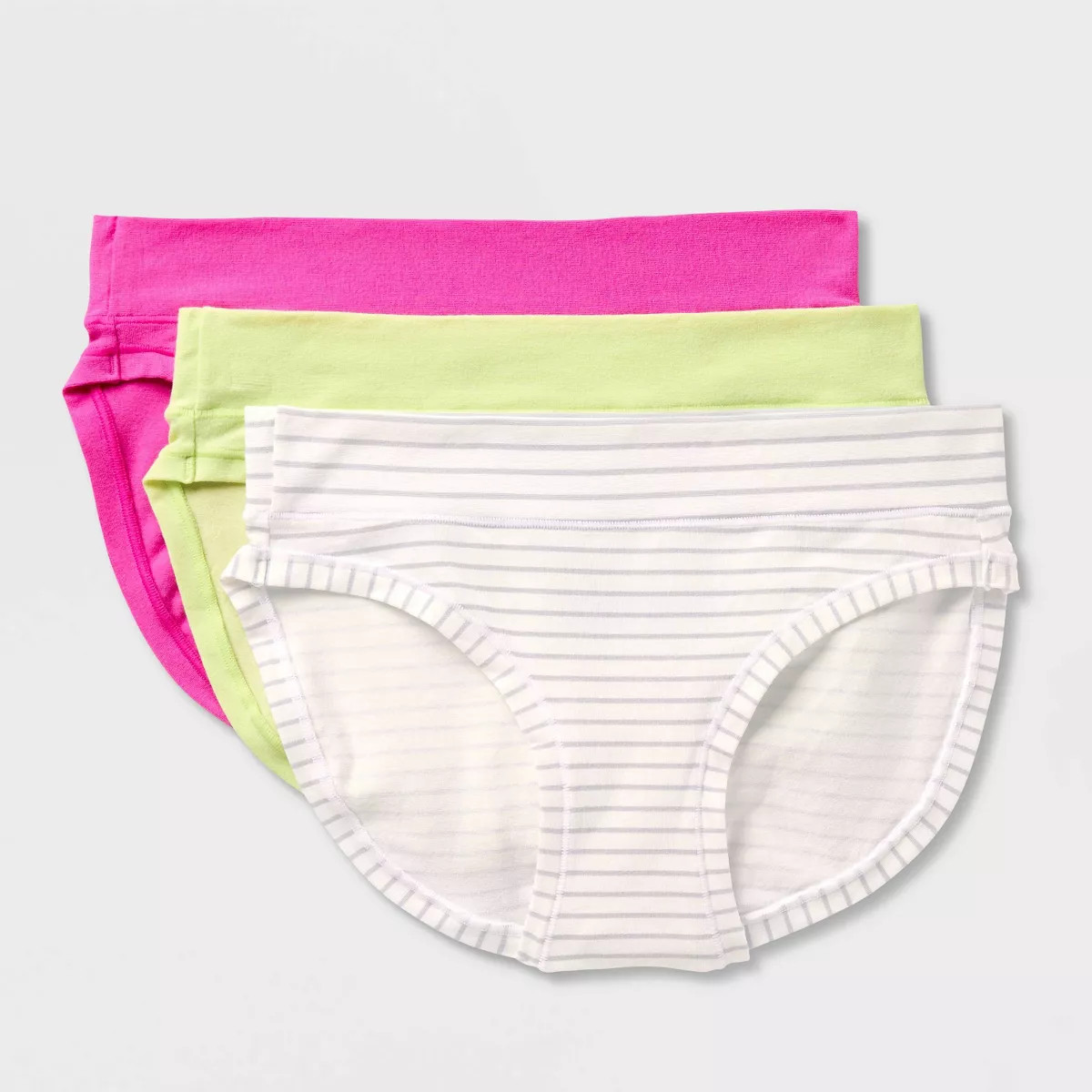 Women's 3pk Cotton Stretch Bikini Underwear - Auden™ Lime/Gray/Pink S | Target