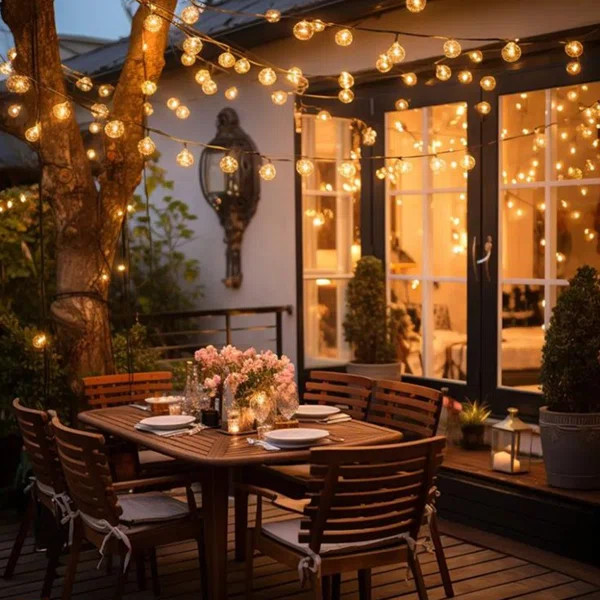 Olilawn Outdoor Solar Powered Lights Christmas Decor 30-Bulb Globe Integrated LED String Lights (... | Wayfair North America