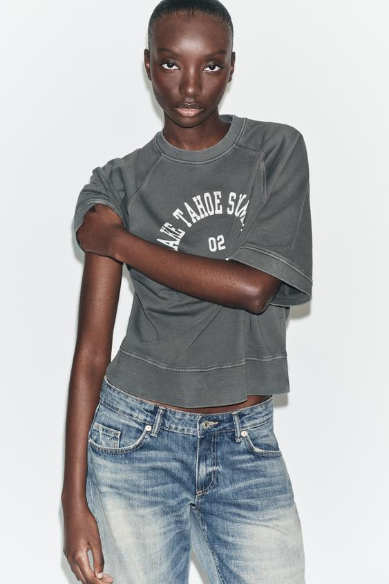 Zara - Text Sweatshirt - Charcoal - M - Woman | Zara US