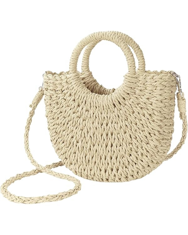 YouNuo Straw Bag for Women, Summer Beach Tote Purse, Raffia Woven Bags, Small Crossbody Shoulder ... | Amazon (CA)