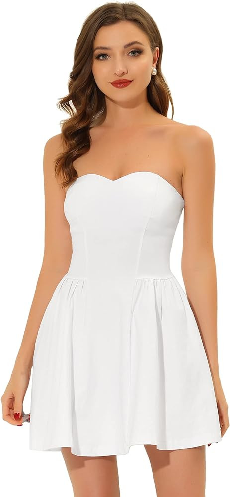 Allegra K Women's Sexy Strapless Party Dress Sweetheart Neck Off Shoulder Sleeveless Mini Dress | Amazon (US)