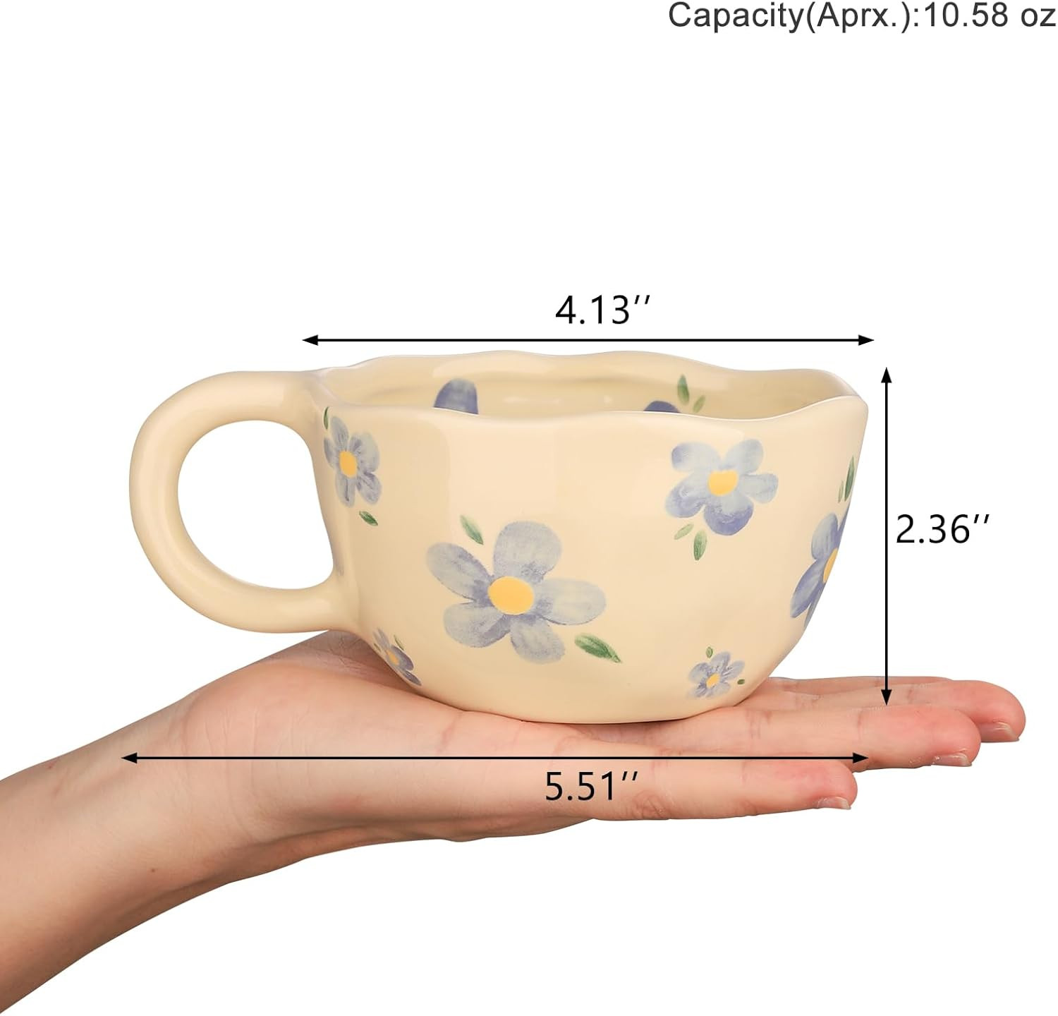 VanEnjoy Ceramic Cup, Cute Coffee Mug, Strawberry Mug, Aesthetic Coffee Mug, Retro Flower Mug, Ce... | Amazon (US)