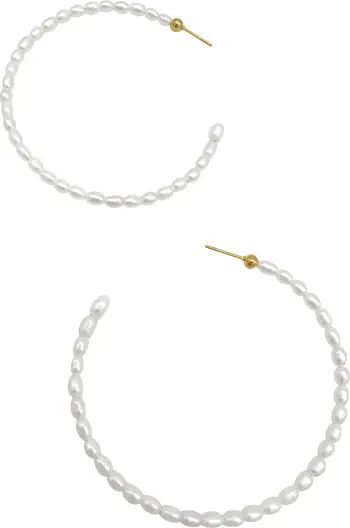 Faux Seed Pearl 63.5mm Hoop Earrings | Nordstrom Rack