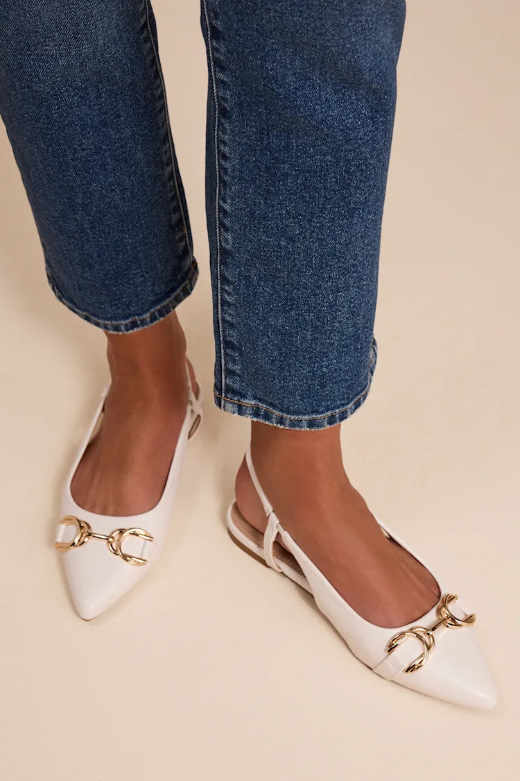 Lillian White Pointed-Toe Slingback Flats | Lulus