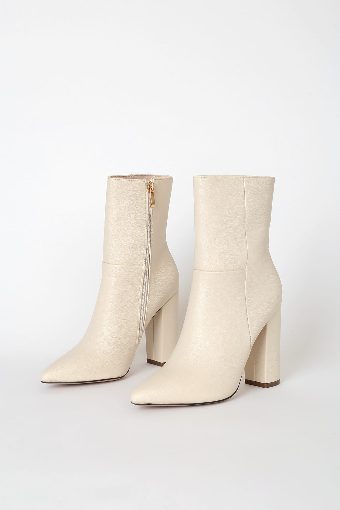 Dawson Bone Pebble Pointed-Toe Mid Calf Boots | Lulus (US)