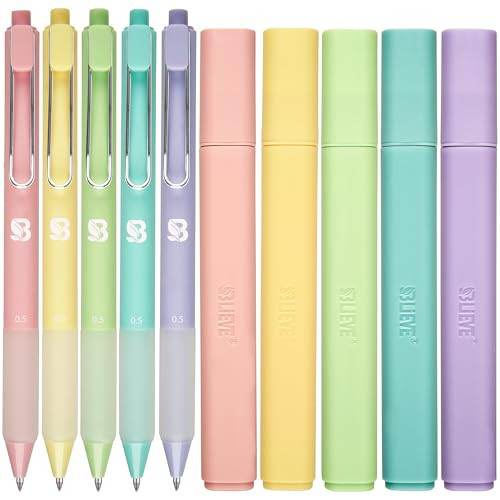BLIEVE - Aesthetic Highlighters and Gel Pens With Soft Ink and Chisel Tip, Bible Highlighters and Pens No Bleed, Dry Fast Easy to Hold, for Bible Journaling Planner School Supplies (CANDY) | Amazon (US)