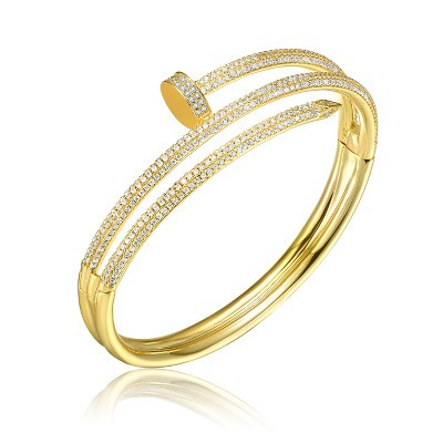 14k Gold Plated with Clear Cubic Zirconia Bangle Bracelet | Target