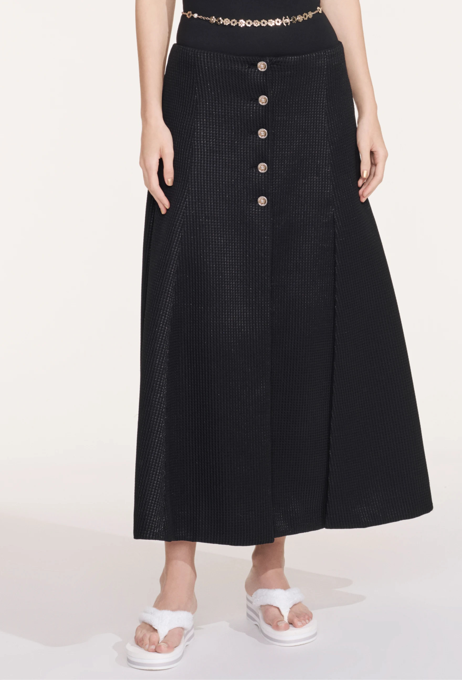 Skirt - Mixed fibers waffle jacquard , black — Fashion | CHANEL | Chanel, Inc. (US)